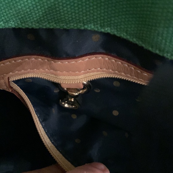 Kate Spade ♠️ BABY tote in green and navy blue cotton canvas EUC - Picture 4 of 14